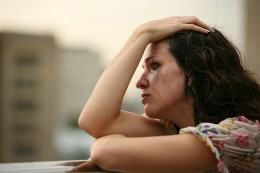 Depressed woman crying